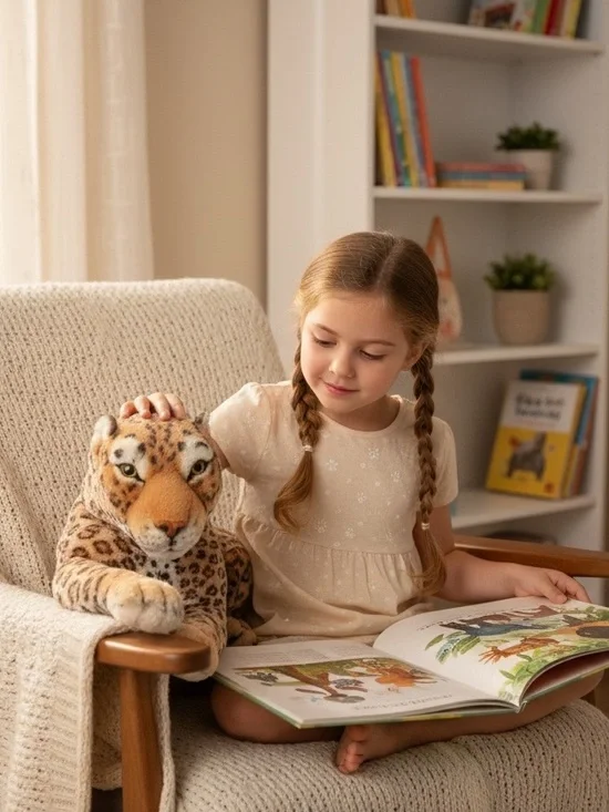 Plush Leopard Cuddly Toy - Tan & Brown Spotted Stuffed Animal - Picture 3 of 8